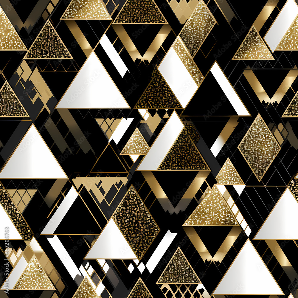 Fototapeta premium Black And Gold Pattern With Triangles