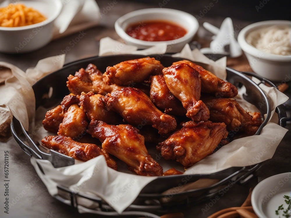 Deliciously looking hot and spicy chicken wings Deliciously looking hot and spicy chicken wings