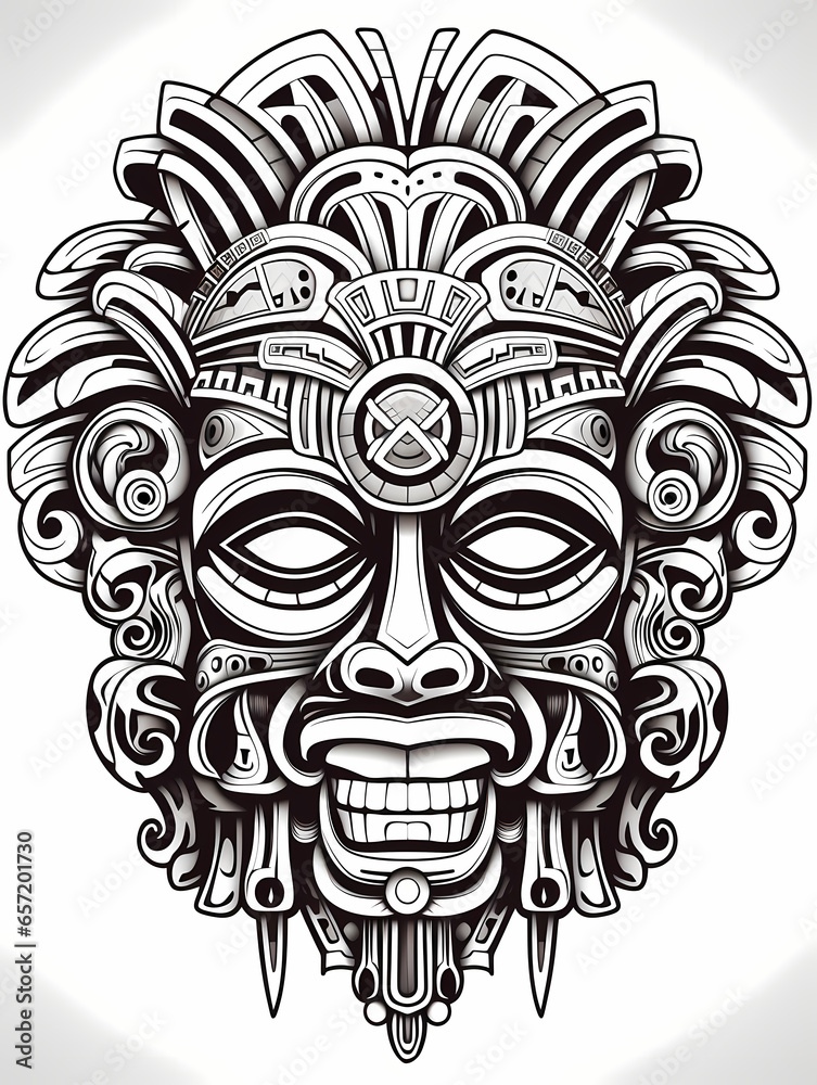 Black And White Drawing Of A Mask