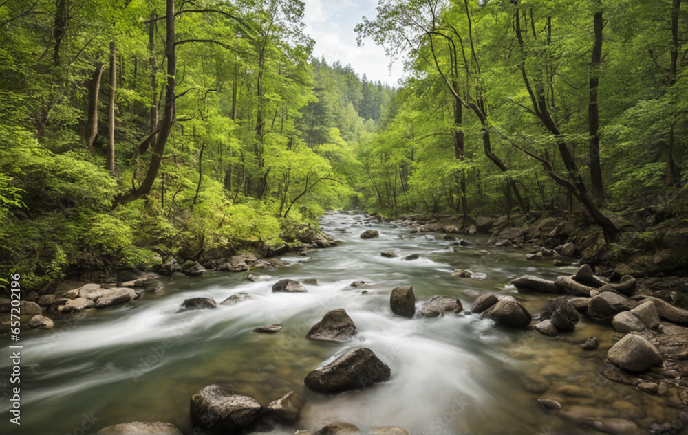 Obraz premium mountain river in the forest