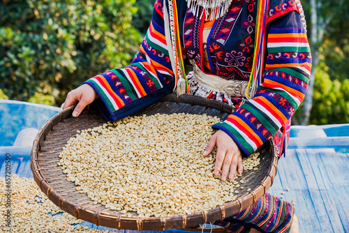 Coffee beans that have been polished.