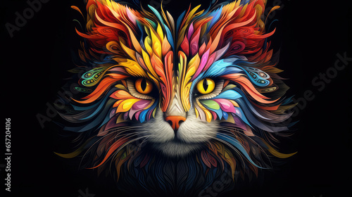 tiger head with flames background with cat