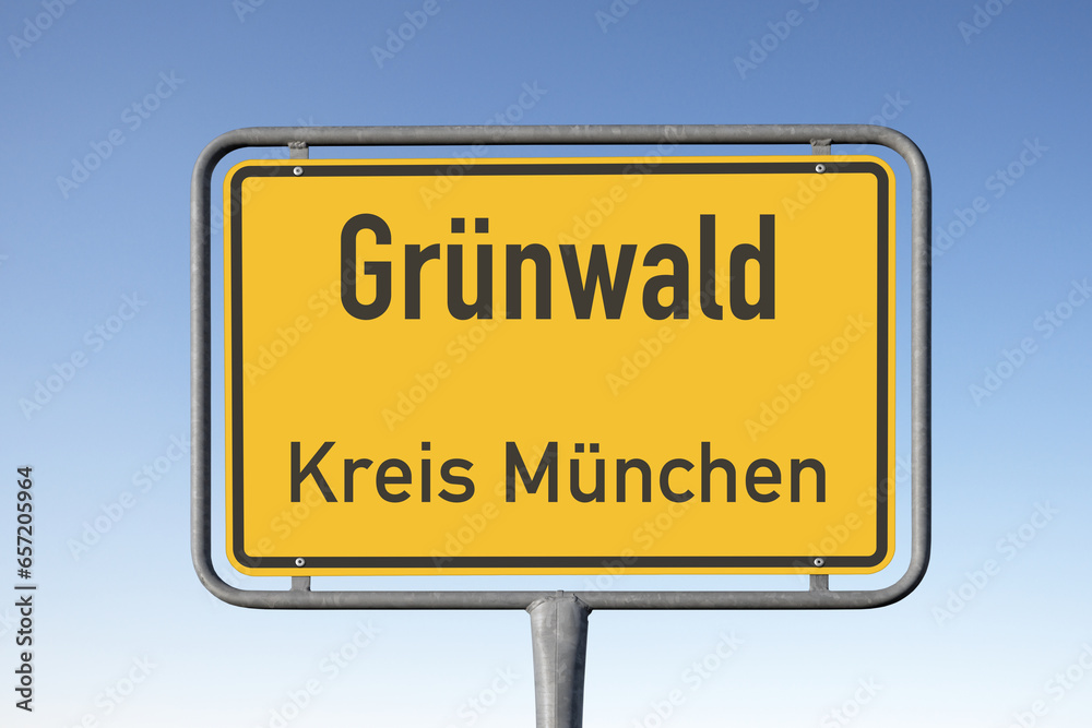 Ortstafel, Gemeinde Grünwald, Kreis München, (Symbolbild) Ortstafel, Gemeinde Grünwald, Kreis München, (Symbolbild)