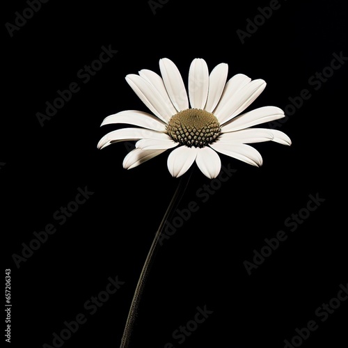 Image of a solitary daisy against a dark backdrop,generative ai.