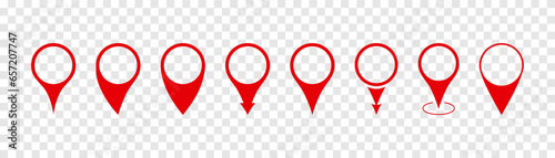 Pin icon set. Location icon set. Map pointer icon set. photo