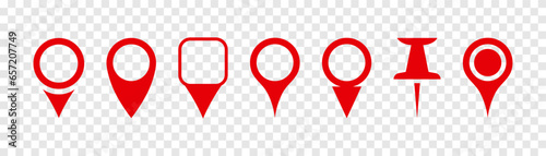 Pin icon set. Location icon set. Map pointer icon set.