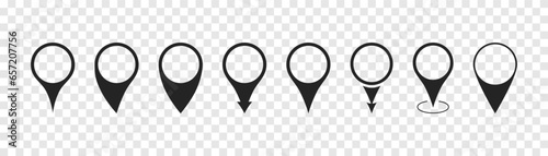 Pin icon set. Location icon set. Map pointer icon set.