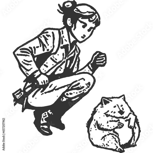 Mighty Warden Vintage Illustration Vector