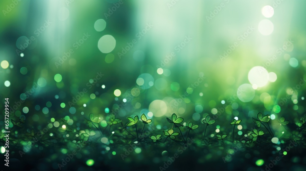 Bokeh lights in shades of green for St. Patricks Day