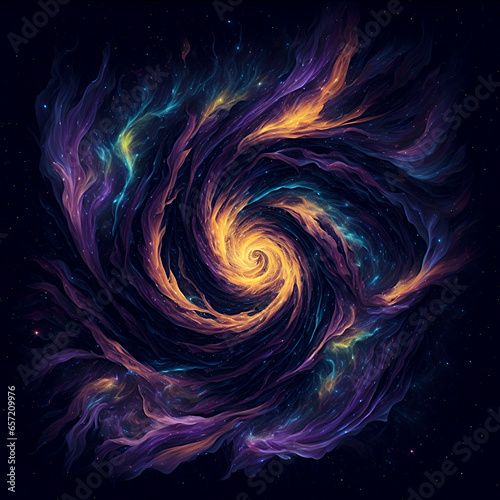 Abstract Cosmic Dance: A visual spectacle of swirling galaxies, interstellar dust, and cosmic chaos, this abstract poster sparks the imagination