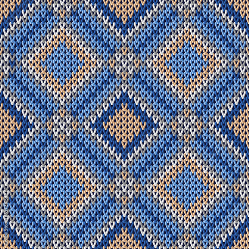 Knitted Seamless Pattern. Vector Template for Wallpaper, Textile, Packaging.