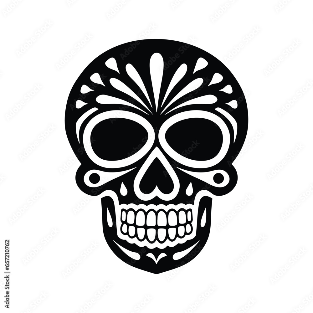 Fototapeta premium Day of The Dead sugar skull outline tattoo