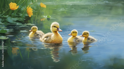 ducks on the lake generated by AI tool 