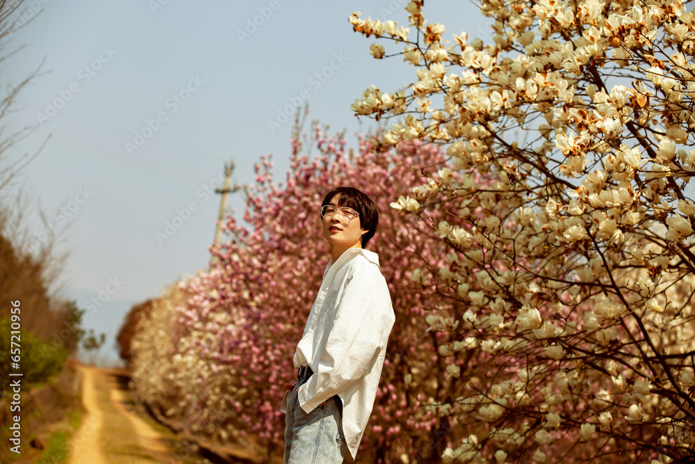 Little Korean boy wearing white shirt outdoors Little Korean boy wearing white shirt outdoors