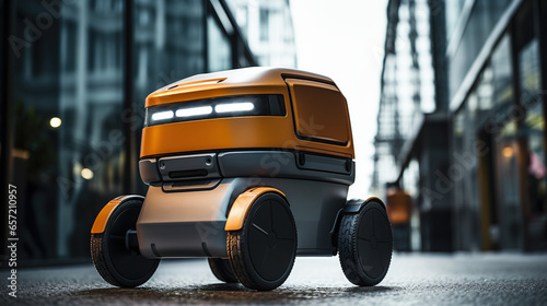 Autonomous Deliveriy, Urban Logistics, Modern Robot Courier on the Move, Generative AI