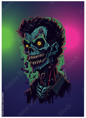 halloween zombie vector image with colorful background