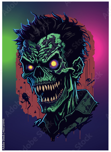 halloween zombie vector image with colorful background