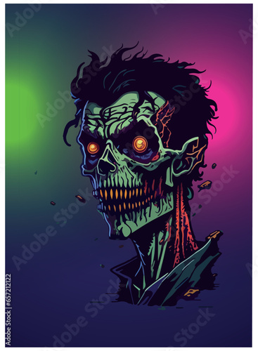 halloween zombie vector image with colorful background