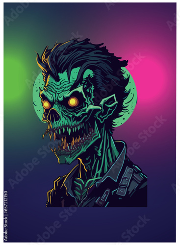 halloween zombie vector image with colorful background