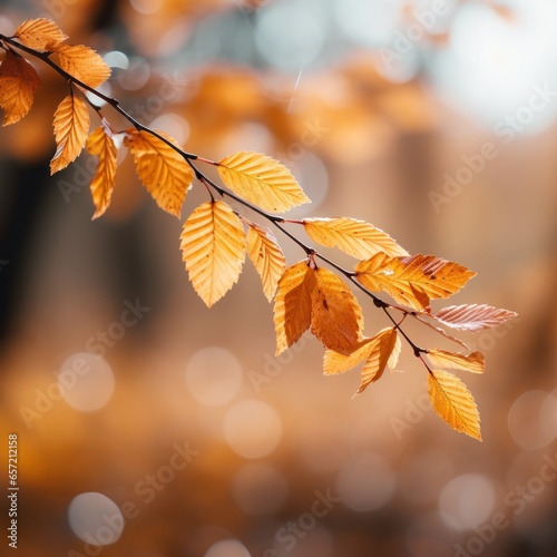 Blurred autumn leaves with shallow depth of field