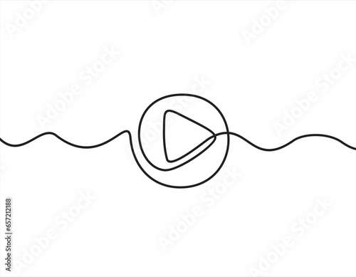 Play, multimedia sign line continuous drawing vector. One line Play, multimedia vector background. Play, multimedia icon. Continuous outline of Play, multimedia. Linear Plays design.