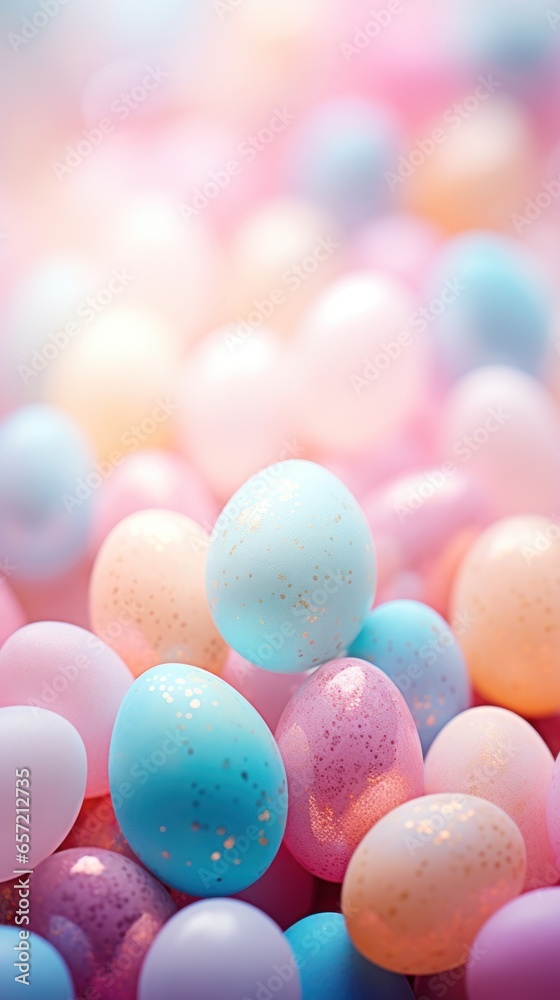 Soft pastel colors in blurred Easter eggs Soft pastel colors in blurred Easter eggs