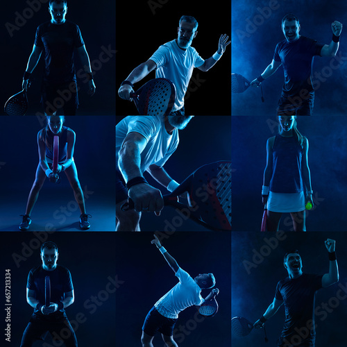 Set of Padel Tennis Player with Racket in Hand. Large collection of photographs of padel players to promote events and tournaments on social networks. Square format. Download in high resolution.