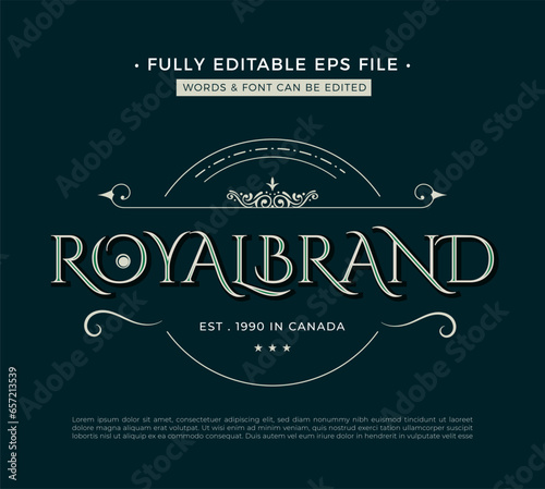 Royal Brand label with text effect editable