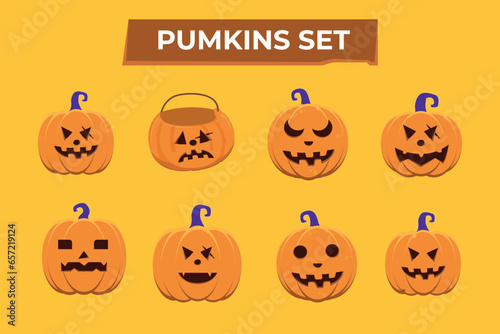 halloween pumpkin icons set