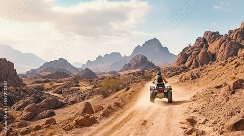 Active leisure and adventure in a stone desert on Sinai photo