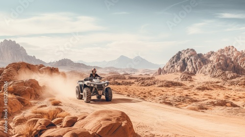 Active leisure and adventure in a stone desert on Sinai photo