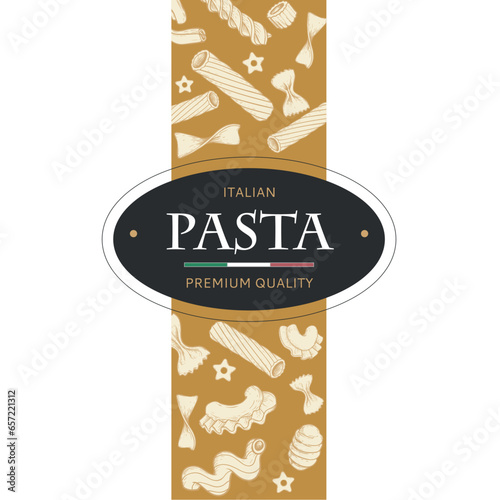 Italian pasta template in sketch style. Hand drawn banner. Great for menu, banner, flyer, card, business promote. Vector illustration