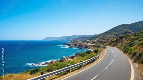 Highway view on ocean beach Road landscape in summer photo