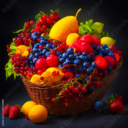 Healthy and organic fruit basket created by Ai