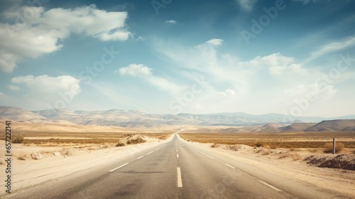 Road and landscape of the Negev desert near the city