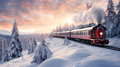 a snowy wilderness where majestic pine trees are draped in fresh white snow, the crisp air and pristine landscape a serene invitation to experience the beauty of winter