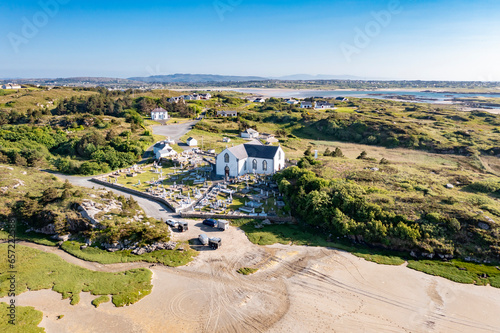 Aerial view of St Marys church in Kincasslagh, County DOnegal, Ireland