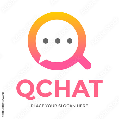 Letter q or number chat vector logo template. This design use communication symbol. Suitable for business.