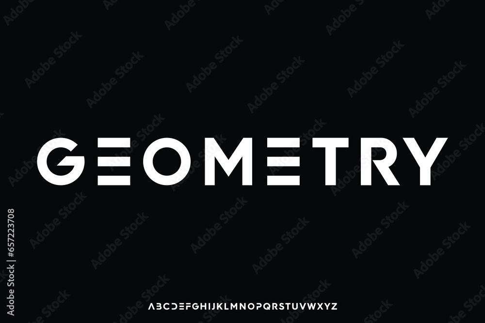 Creative geometric sans serif alphabet display font vector. Unique modern abstract typography