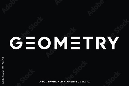 Creative geometric sans serif alphabet display font vector. Unique modern abstract typography