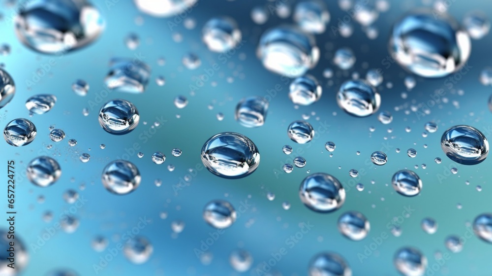 Abstract closeup of water bubbles.Shiny sudsy reflec.Generative AI