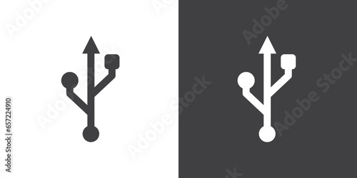 USB icon symbol vector illustration, flash drive sign. usb connection design. Usb charger smartphone symbol in trendy flat style on black and white background.