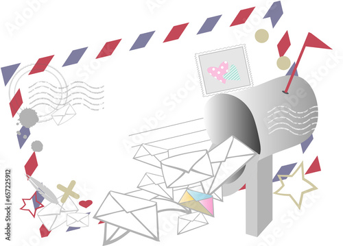 Airmail Rahmen mit Briefen und Briefkasten