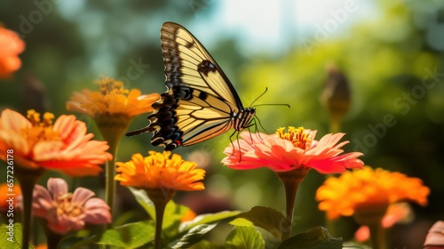 Butterfly on Zinnia flower in the garden © Mr. Muzammil