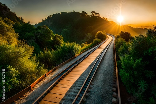 Tracks of Tranquility: A Railway Sunset Journey