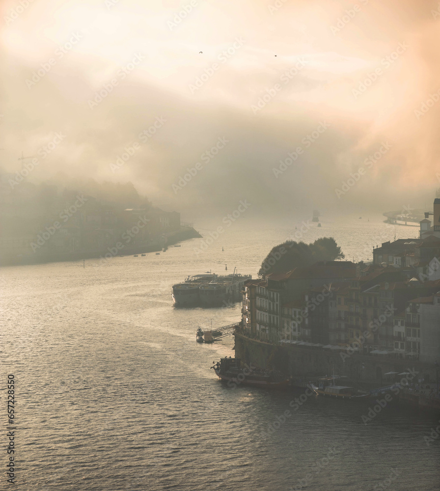 The old city of Porto on sunset
