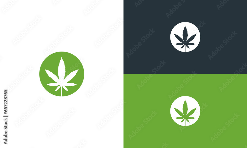 Vector simple cannabis leaf circle c b d logo design illustration
 - obrazy, fototapety, plakaty 