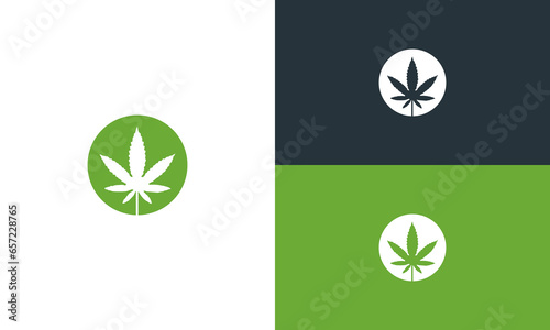 Vector simple cannabis leaf circle c b d logo design illustration
