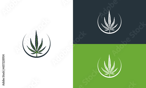 Vector simple cannabis leaf circle c b d logo design illustration