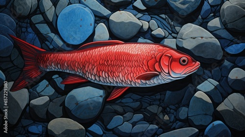 A red herring on blue stones. photo